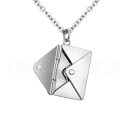 Non-Tarnish 304 Stainless Steel Envelope Pendant Necklaces GL7398-2-1