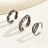 Vintage Leaf Copper Adjustable Cuff Open Toe Rings Sets for Women NZ6509-1