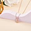 Chinese Zodiac Necklace Mouse Necklace 925 Sterling Silver Rose Gold Rat on the Moon Pendant Charm Necklace Zircon Moon and Star Necklace Cute Animal Jewelry Gifts for Women JN1090A-3