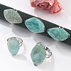 Natural Amazonite Adjustable Ring RJEW-B026-01P-1