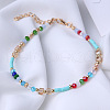 Bohemian Style Alloy & Plastic & Polymer Clay Beaded Anklets FS-WGD536E-01-4
