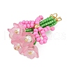 Handmade Glass Beaded Flower with Bowknot Pendants PALLOY-MZ00753-04-3