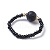 Natural Lava Rock Stretch Rings RJEW-JR00255-01-2