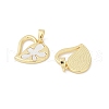 Brass Pave Natural White Shell Pendants KK-R213-02G-03-2