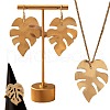 Leaf Alloy Dangle Earrings & Pendnat Necklaces & Rings Sets FS-WG696EC-01-5