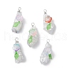 Electroplated Raw Natural Quartz Crystal Teardrop Copper Wire Wrapped Pendants PALLOY-JF03842-03-1