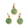 Ion Plating(IP) Natural Green Aventurine Half Round Charms with Jump Ring STAS-A097-05G-08-1