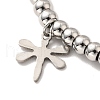 304 Stainless Steel Dragonfly Charm Bracelet with 201 Stainless Steel Round Beads for Women BJEW-B057-22P-2