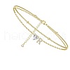 Heart & Letter Brass Crystal Rhinestone Charm Double Layer Anklets FS-WG6749C-18-1