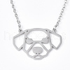 Non-Tarnish 201 Stainless Steel Puppy Pendant Necklaces NJEW-T009-JN043-1-40-1