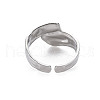 304 Stainless Steel Irregular Wide Band Open Cuff Ring for Women RJEW-N038-049P-2