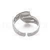 Non-Tarnish 304 Stainless Steel Irregular Wide Band Open Cuff Ring for Women RJEW-N038-049P-2
