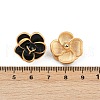Golden Flower Brass Enamel Stud Earrings EJEW-K308-02G-01-3