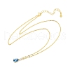 925 Sterling Silver Sapphire Rhinestone Teardrop Pendant Necklace for Women NJEW-V013-01G-4