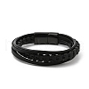 Ion Plating(IP) Braided Microfiber Leather Multi-strand Bracelets for Men BJEW-Z081-17EB-3
