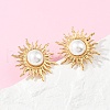 304 Stainless Steel Plastic Imitation Pearl Stud Earrings EJEW-Z110-01G-02-1