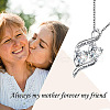 925 Sterling Silver Pave Clear Cubic Zirconia Double Heart Pendant Necklaces for Mother's Day FS-WG5E11A-01-4