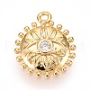 Brass Micro Pave Clear Cubic Zirconia Pendants KK-T075-21G-1