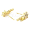 Flower Real 18K Gold Plated Brass Stud Earrings EJEW-L270-08G-3