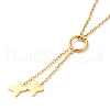 Vacuum Plating 304 Stainless Steel Star Pendant Lariat Necklaces NJEW-G125-06-3