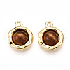 Flat Round Alloy Resin Pendants PALLOY-N177-06G-1