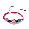 Adjustable Synthetic Dyed Turquoise & Magnesite Braided Bead Bracelets BJEW-JB10603-02-1