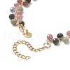 Natural Tourmaline Round Beaded Charm Bracelet BJEW-TA00220-5