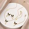 Butterfly 304 Stainless Steel Pendant Necklaces & Stud Dangle Earring & Link Bracelets Sets FS-WGC1C4E-01-2
