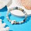 Synthetic Turquoise Dolphin Beads with Natural Flower Amazonite Beaded Stretch Bracelets BJEW-JB10213-01-2