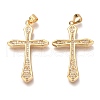 Brass Micro Pave Clear Cubic Zirconia Pendants ZIRC-O038-08G-1