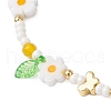 3Pcs 3 Colors Flower Handmade Millefiori Glass Bead Braided Bead Bracelets BJEW-MZ00165-3