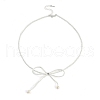 Resin Pearl Beaed Bowknot Pendant Necklaces for Women NJEW-K386-02B-P-2