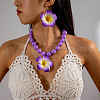 Flower Bohemian Style Acrylic with CCB Plastic Pendant Necklace & Dangle Earring FS-WGA3A51-03-1