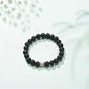 Natural Lava Rock & Rhinestone Stretch Bracelet BJEW-JB08574-2