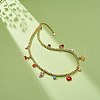 Heart & Cherry & Grape & Apple Enamel Fruit Charms Necklace NJEW-JN03964-2