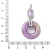 Dyed Natural Myanmar Jade Flower Column Donut Pendants KK-Q050-04-4