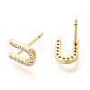 Brass Micro Pave Clear Cubic Zirconia Stud Earrings EJEW-O103-23G-2
