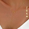 Simple 925 Sterling Silver Micro Pave Clear Cubic Zirconia Heart Alphabet Pendant Lariat Necklaces for Women HB6450-1-2