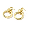 Brass Interlocking Ring Dangle Stud Earrings for Women EJEW-A070-11G-1