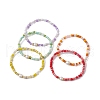 Grass Seed & Natural Pearl Beaded Stretch Bracelets for Women BJEW-JB09705-4