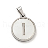 304 Stainless Steel with White Shell Pendants STAS-G268-01I-P-2