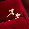Brass Micro Pave Cubic Zirconia Cuff Rings WG75066-20-1