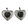 Natural Lava Rock Peach Love Heart Pendants G-G158-01Q-1