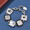 304 Stainless Steel Square Link Bracelets for Women BJEW-Z104-01P-1