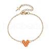 Glass Seed Beads Heart Link Bracelets BJEW-MZ00093-05-1