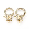 Brass Micro Pave Clear Cubic Zirconia Lobster Claw Clasps KK-K242-13G-1