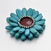 Dye Synthetic Turquoise Flower Cabochons G-N0036-07-1