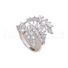 Brass Micro Pave Cubic Zirconia Open Cuff Rings for Women FS-WG6AE98-01-5