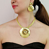 Flat Round Alloy Pendant Necklaces & Stud Dangle Earrings Sets FS-WG27598-01-2