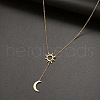 Sun Moon 304 Stainless Steel Lariat Necklaces for Women FS-WG1A05B-01-1